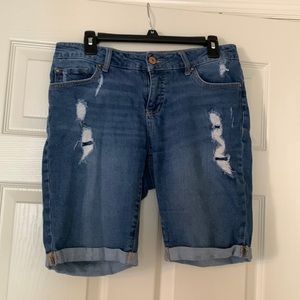 Distressed Bermuda Jean shorts